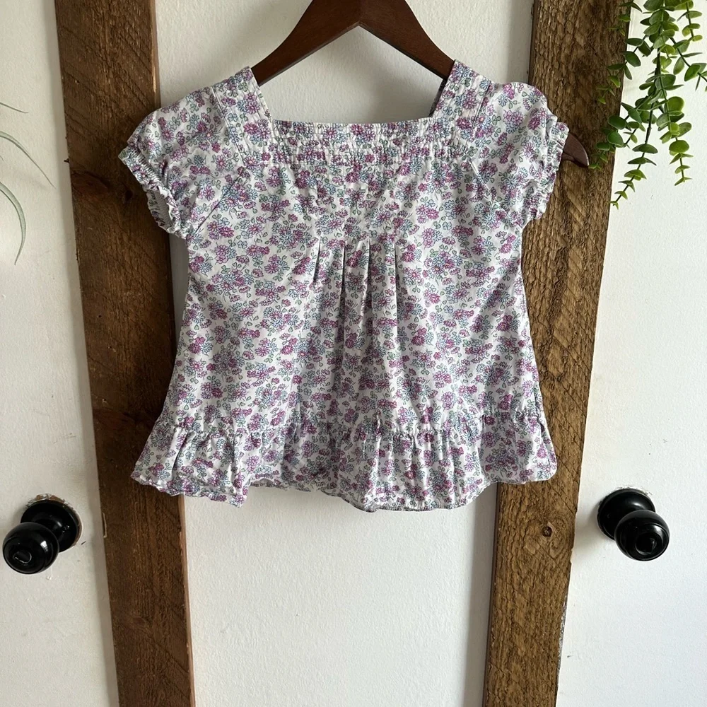 Vintage Oshkosh B’Gosh Girls Floral Print Blouse Puff Sleeve Cottagecore Size 6x